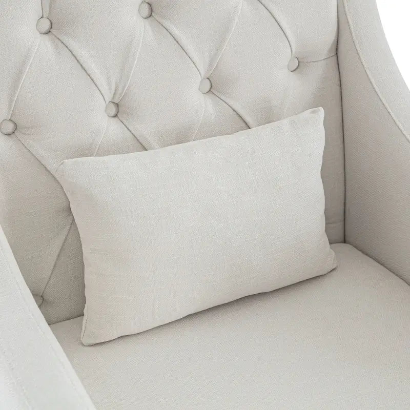 Fauteuil tapissé capitonné beige 30 avec oreiller lombaire