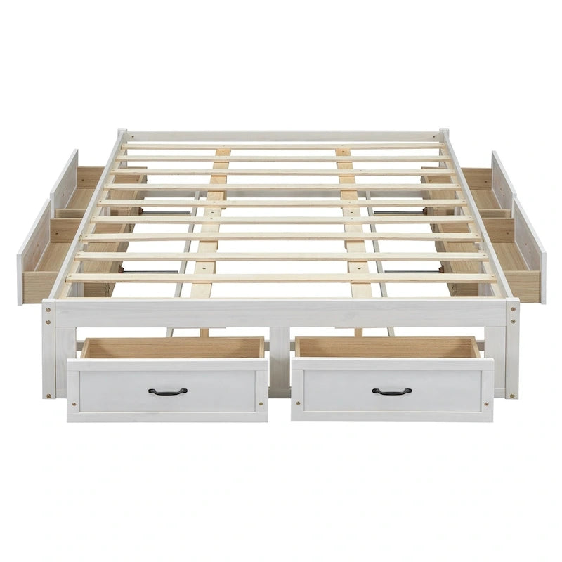 Lit plate-forme Queen Size avec 6 tiroirs de rangement