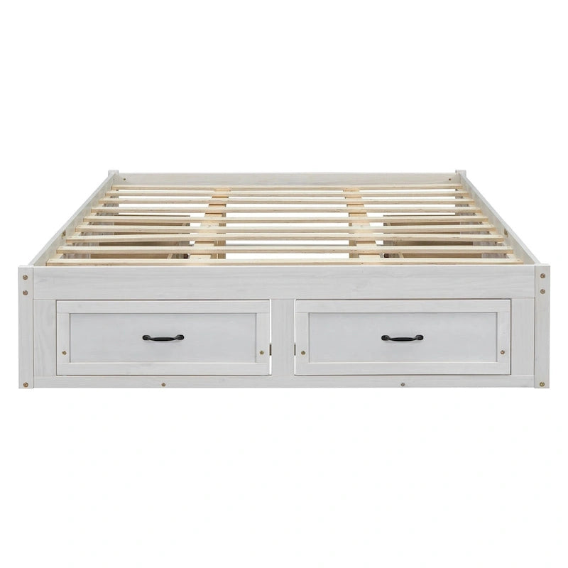 Lit plate-forme Queen Size avec 6 tiroirs de rangement