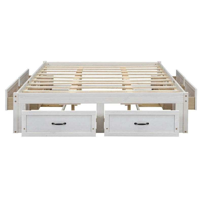 Lit plate-forme Queen Size avec 6 tiroirs de rangement