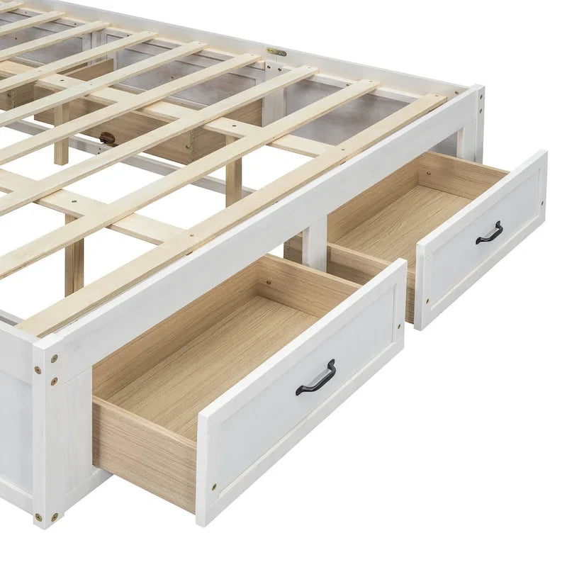 Lit plate-forme Queen Size avec 6 tiroirs de rangement