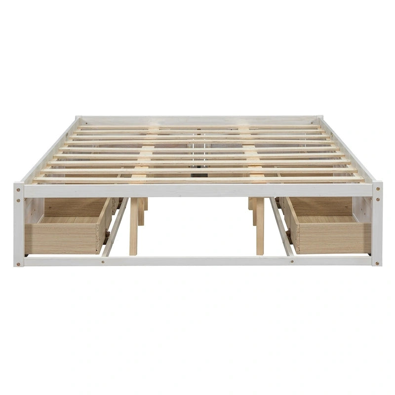Lit plate-forme Queen Size avec 6 tiroirs de rangement