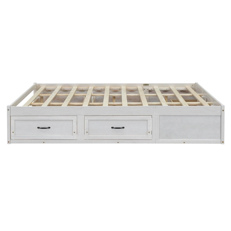 Lit plate-forme Queen Size avec 6 tiroirs de rangement