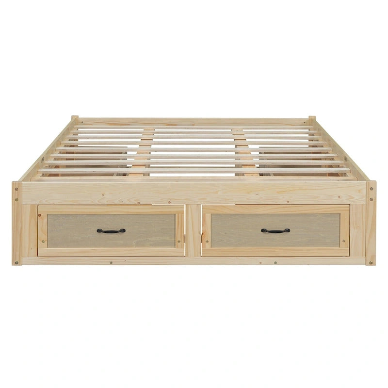 Lit plate-forme Queen Size avec 6 tiroirs de rangement