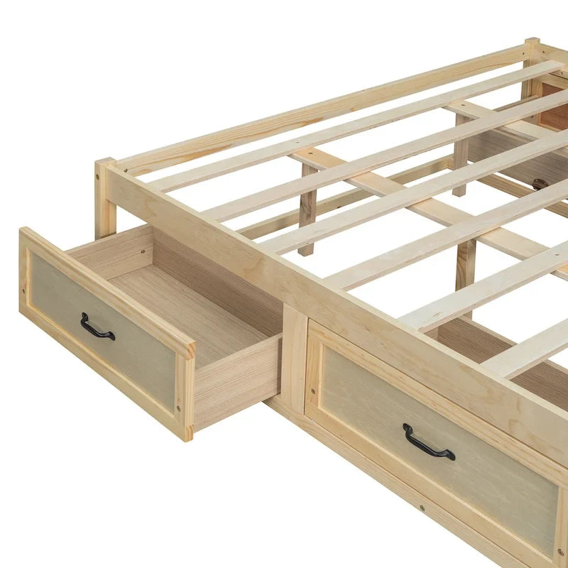 Lit plate-forme Queen Size avec 6 tiroirs de rangement
