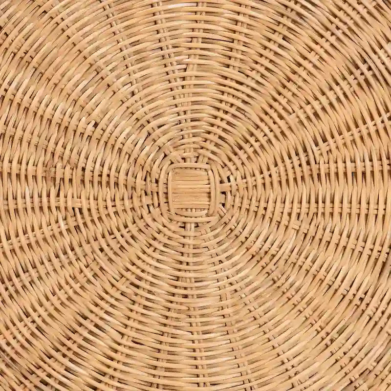 Table d'appoint en rotin naturel festonné - Table en osier tressé à la main avec base plissée, style côtier pour salon ou couloir