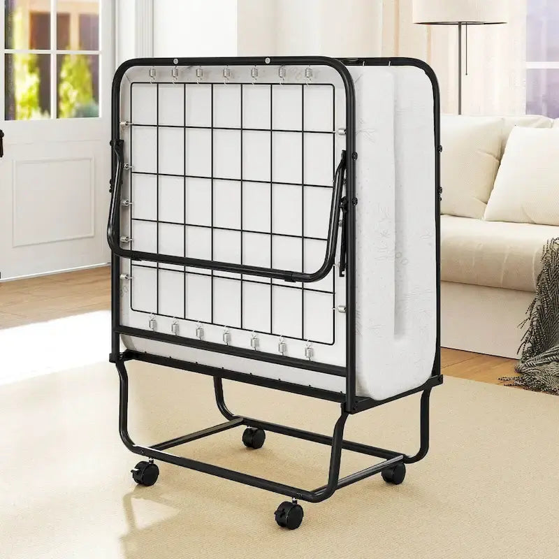 Lit pliant avec matelas 74 x 31 pouces, lit d'appoint roulant de taille berceau