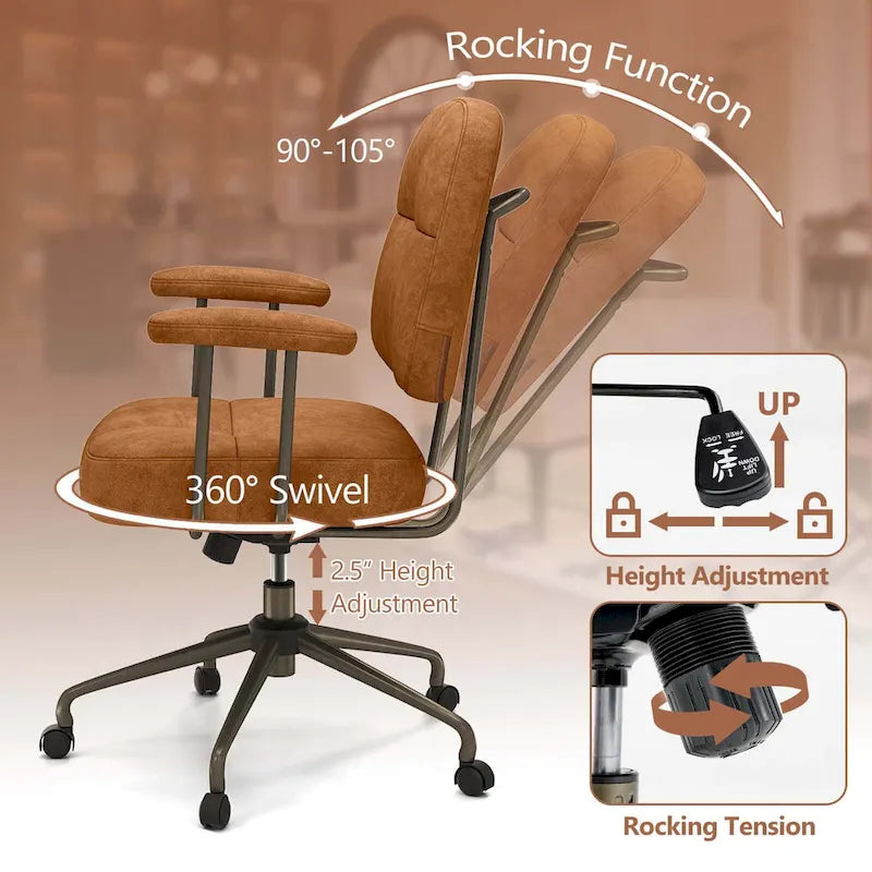 Chaise de bureau à domicile en Leathaire Fauteuil de travail avec - Voir détails