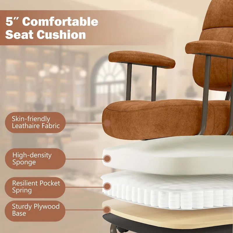 Chaise de bureau à domicile en Leathaire Fauteuil de travail avec - Voir détails