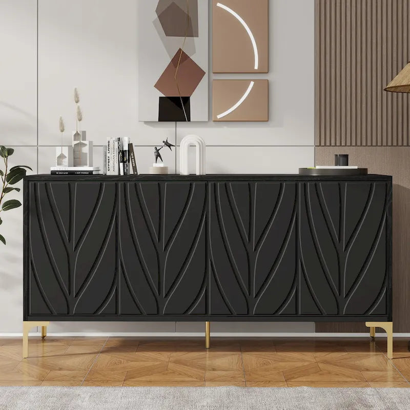 60 Press-to-Open Design Sideboard Buffet Cabinet with 4 Doors