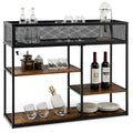 Console 4 niveaux avec panier métallique Table de canapé étroite avec étagère