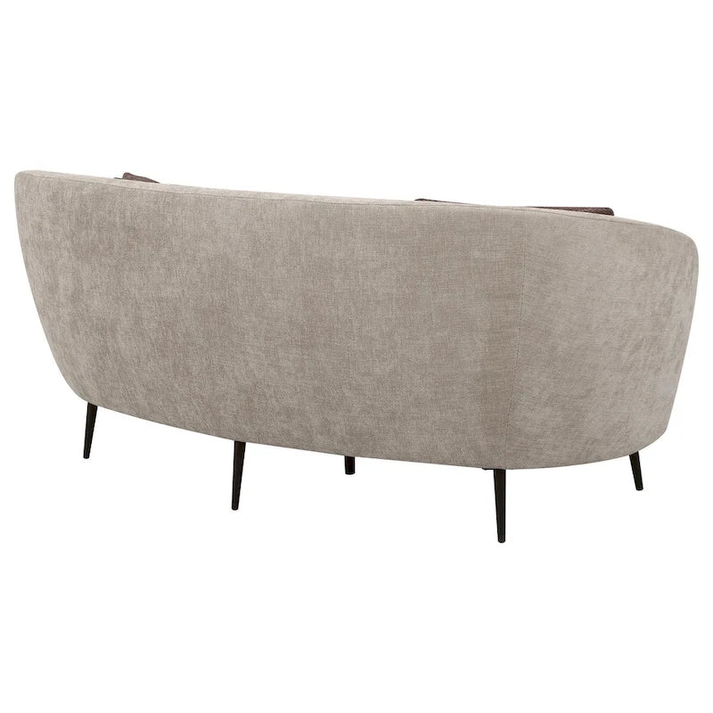 Causeuse courbée, 84 pouces beige, design rond, 2 coussins décoratifs