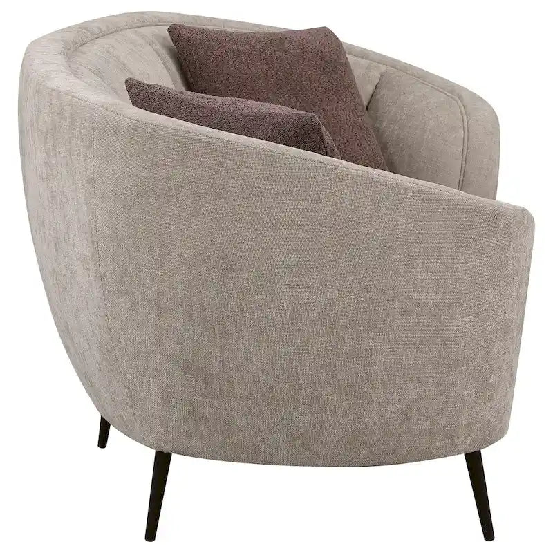 Causeuse courbée, 84 pouces beige, design rond, 2 coussins décoratifs