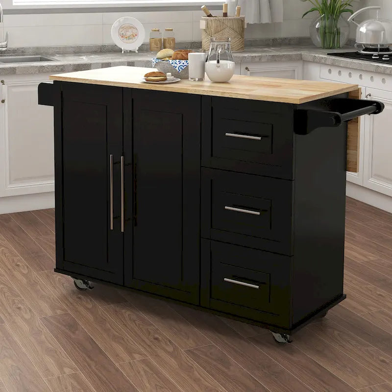 Kitchen Island With Spice Rack(no include stool)