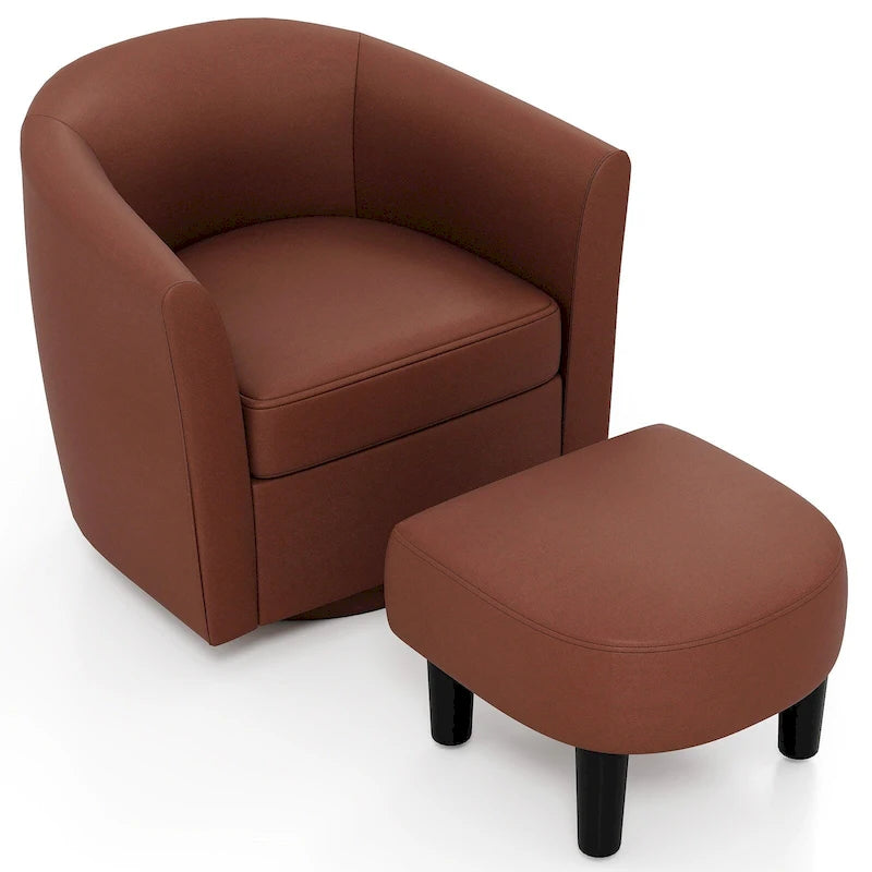 Fauteuil pivotant avec repose-pieds, dossier incurvé