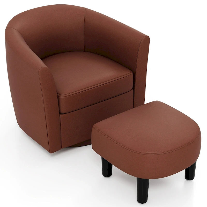 Fauteuil pivotant avec repose-pieds, dossier incurvé