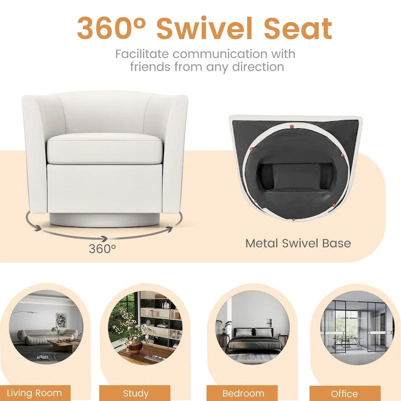 Fauteuil pivotant avec repose-pieds, dossier incurvé