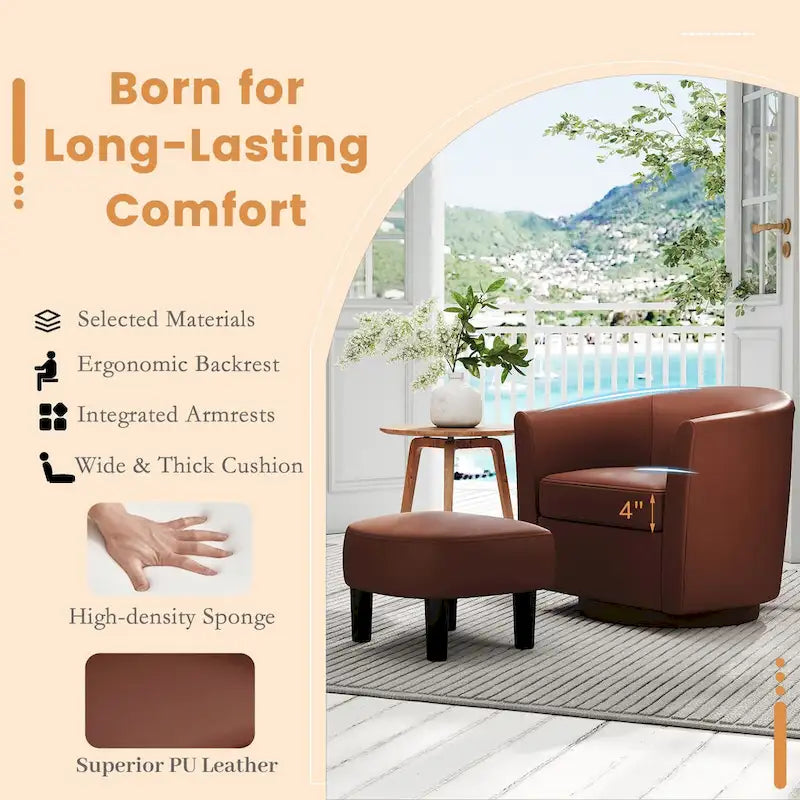 Fauteuil pivotant avec repose-pieds, dossier incurvé