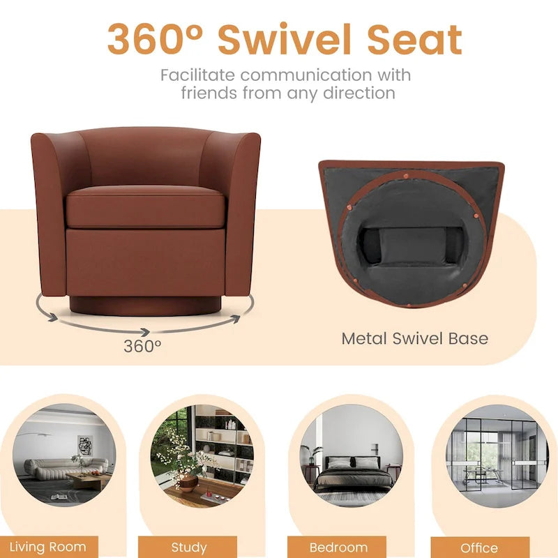 Fauteuil pivotant avec repose-pieds, dossier incurvé