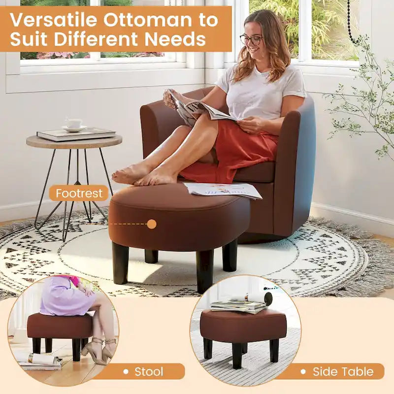 Fauteuil pivotant avec repose-pieds, dossier incurvé