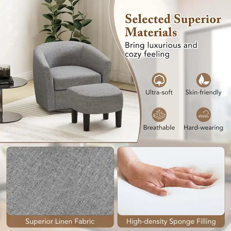 Fauteuil pivotant avec repose-pieds, dossier incurvé