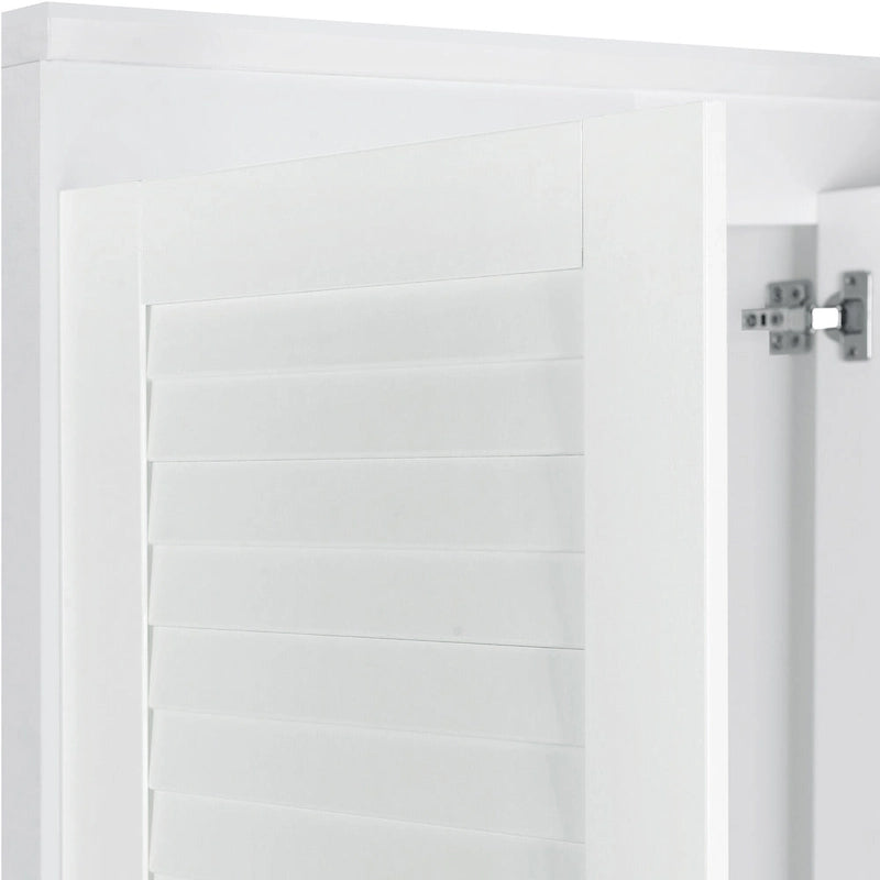 47,2 Armoire moderne avec 3 portes persiennes, 2 tiroirs et 4 étagères de rangement