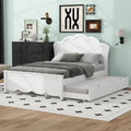 Lit plateforme moderne en bois blanc grand format avec tête de lit et lit gigogne double