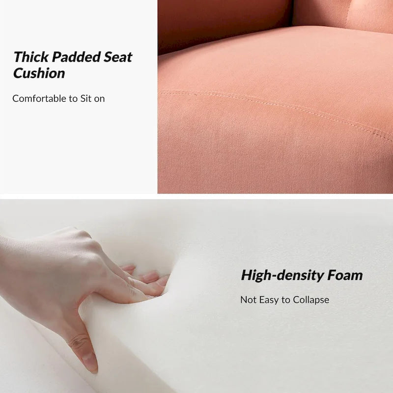 Fauteuil contemporain en velours capitonné à dossier haut avec pieds évasés en métal doré