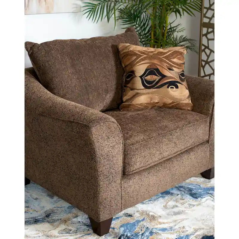 Fauteuil d'appoint contemporain en tissu avec coussin de dossier