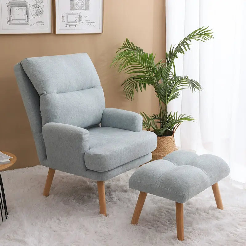 Fauteuil d'appoint en tissu avec pouf