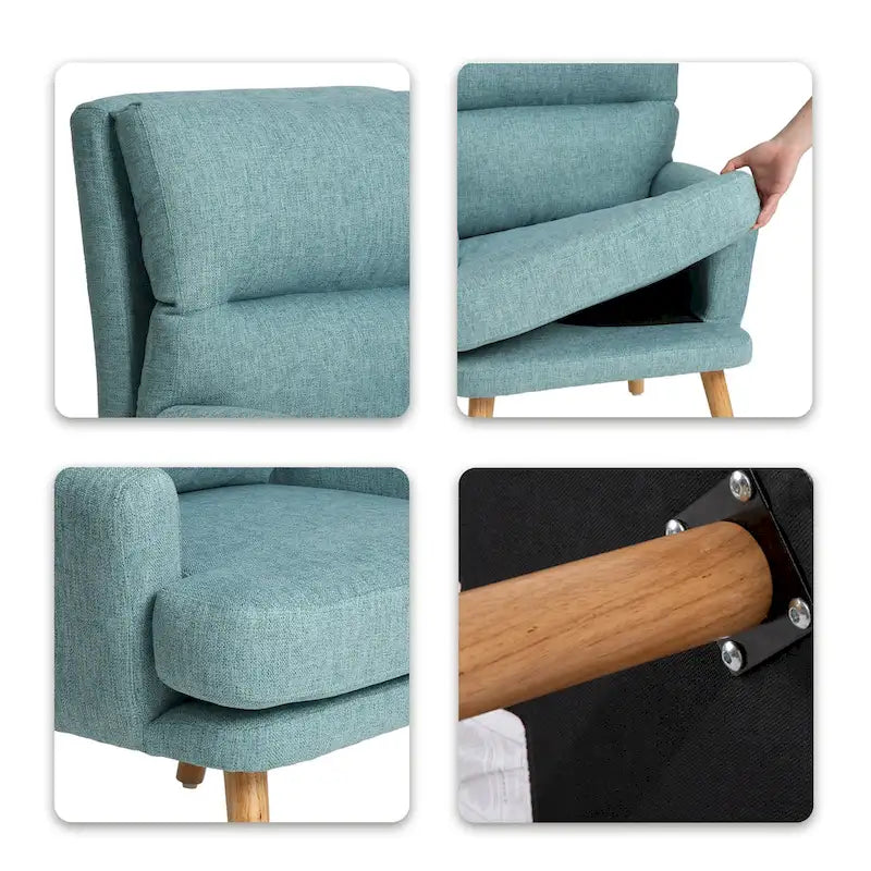 Fauteuil d'appoint en tissu avec pouf