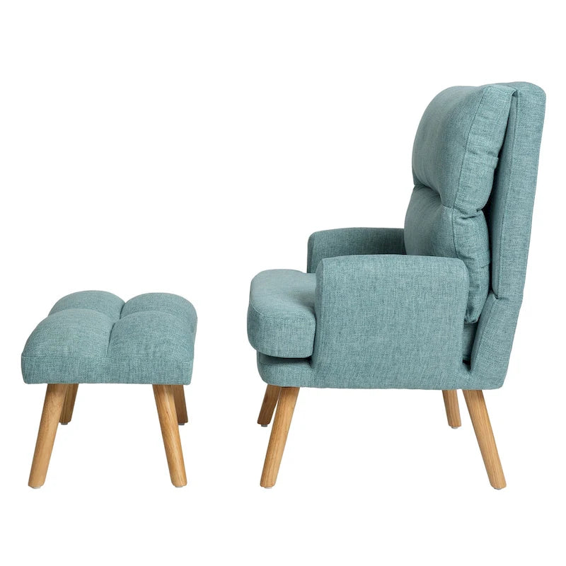 Fauteuil d'appoint en tissu avec pouf
