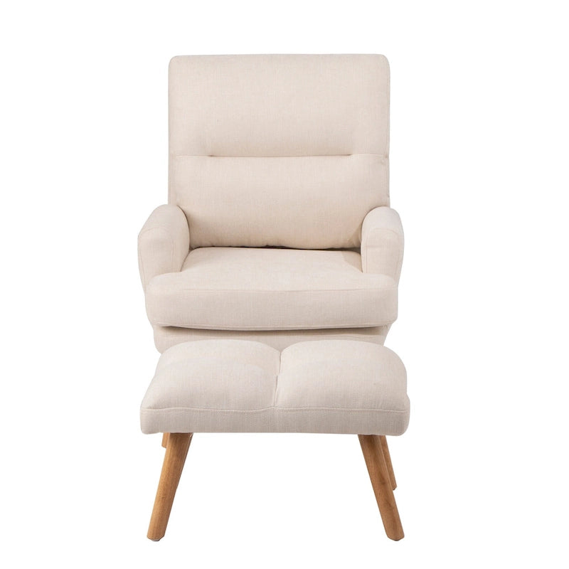 Fauteuil d'appoint en tissu avec pouf