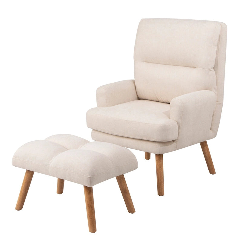 Fauteuil d'appoint en tissu avec pouf