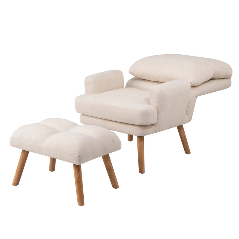 Fauteuil d'appoint en tissu avec pouf