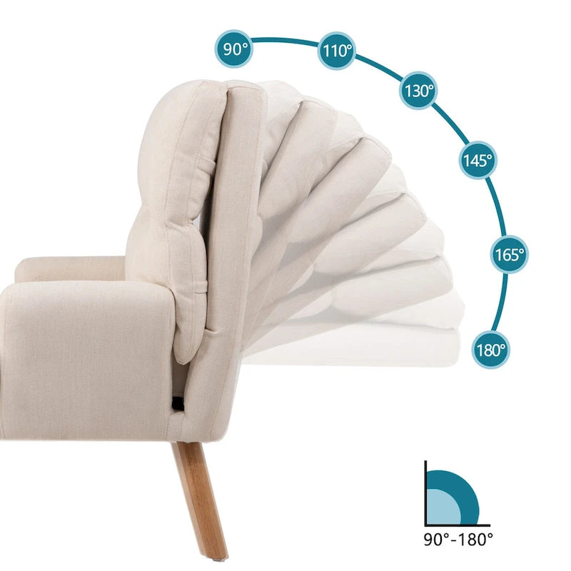 Fauteuil d'appoint en tissu avec pouf