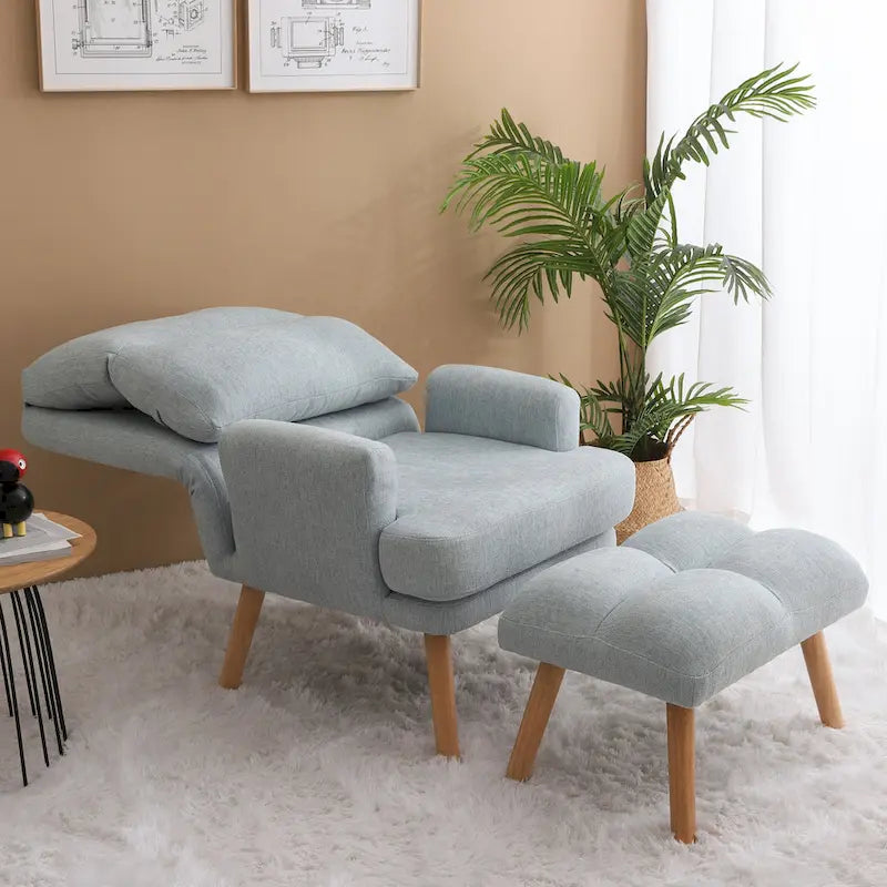 Fauteuil d'appoint en tissu avec pouf