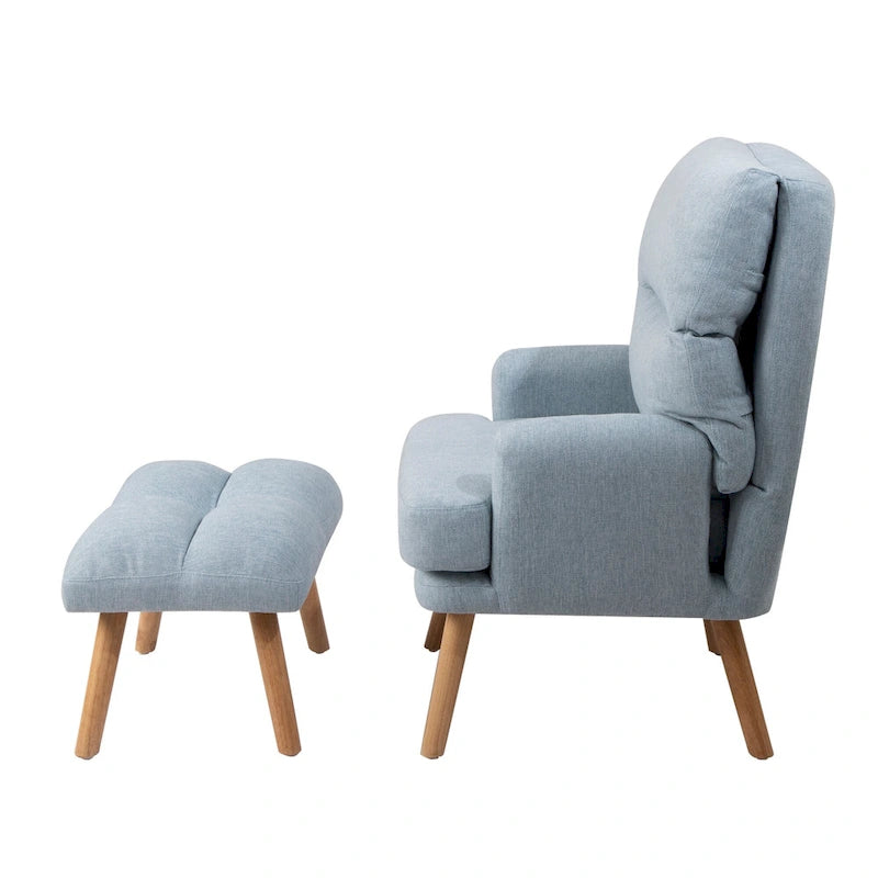 Fauteuil d'appoint en tissu avec pouf