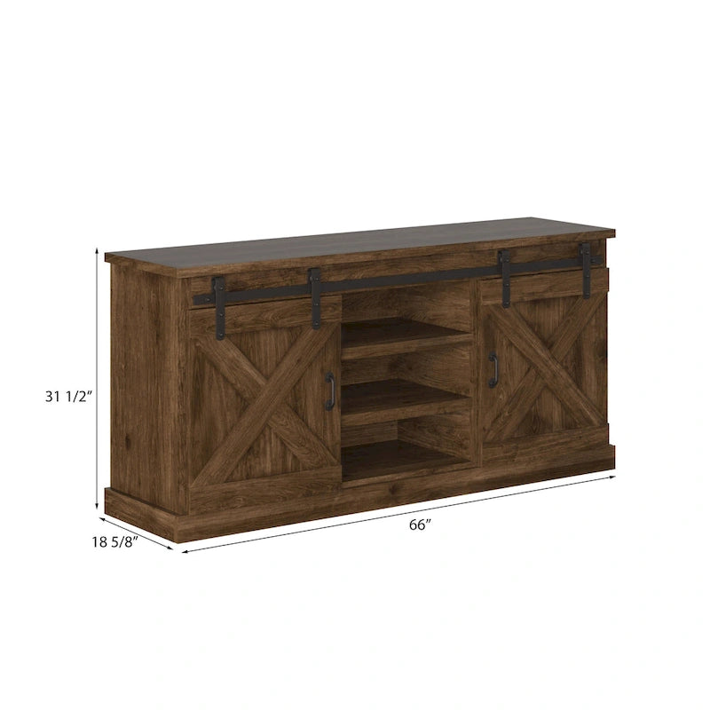 Meuble TV en bois de style rustique de 66 pouces