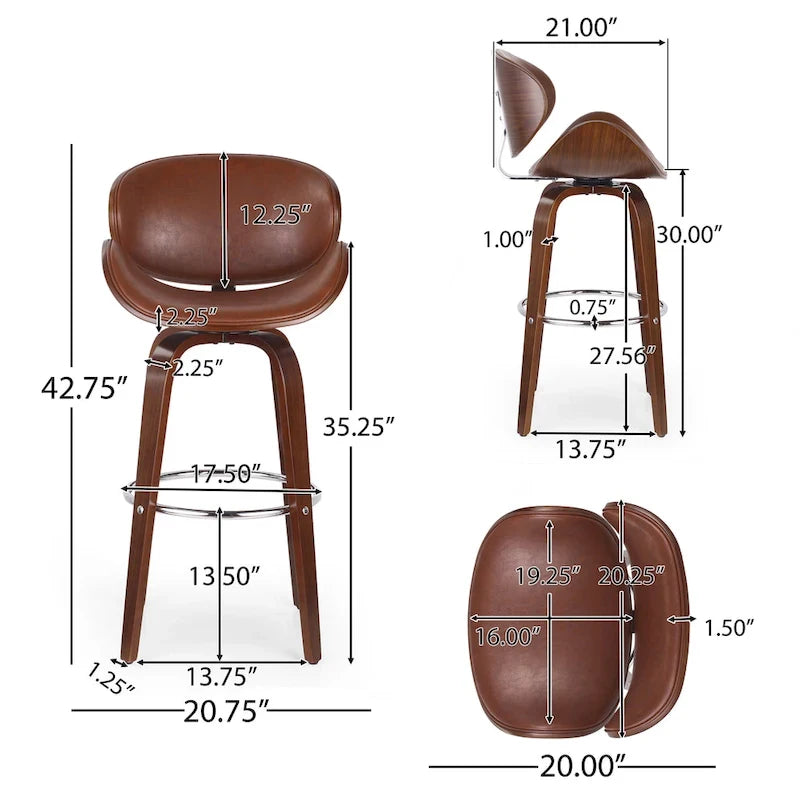 Tabourets de bar pivotants rembourrés d'intérieur