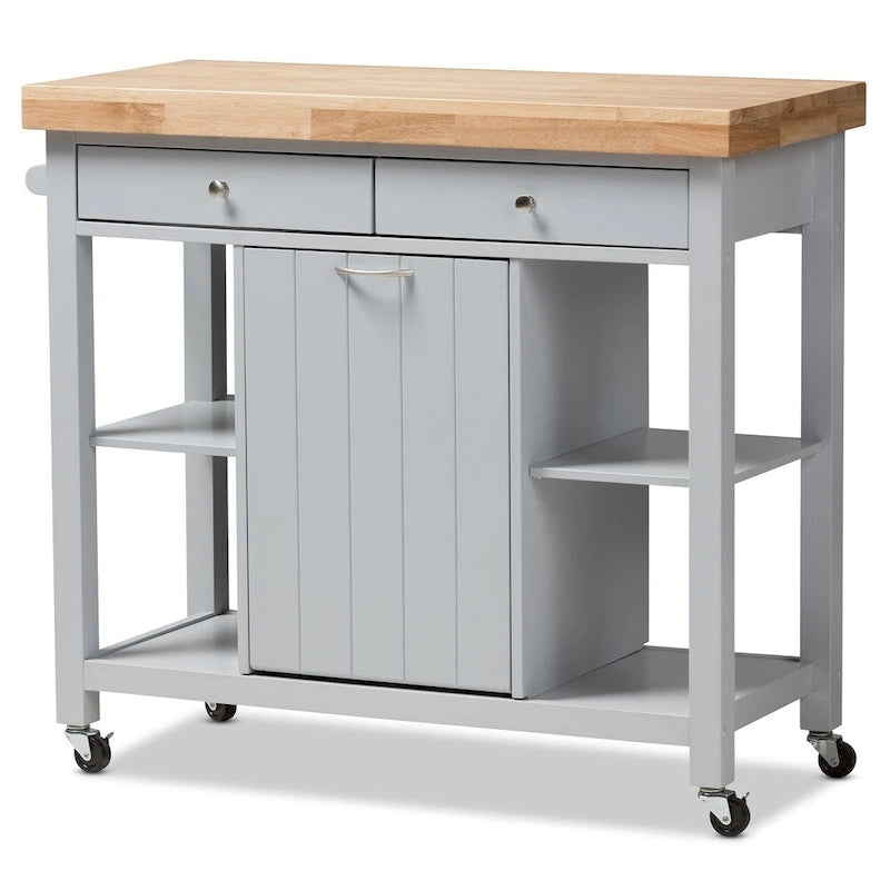 Desserte de cuisine en bois gris style ferme