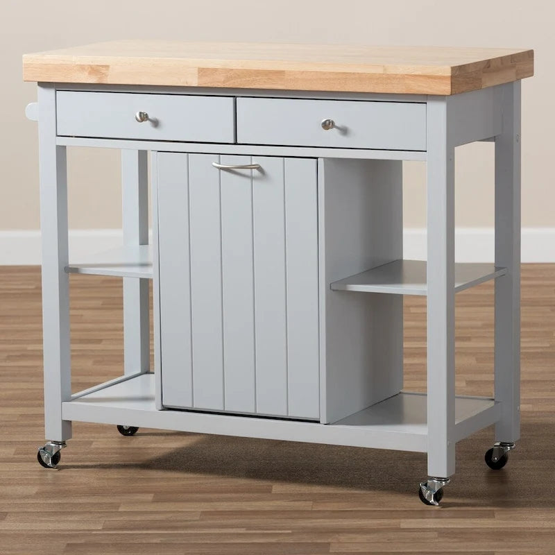Desserte de cuisine en bois gris style ferme