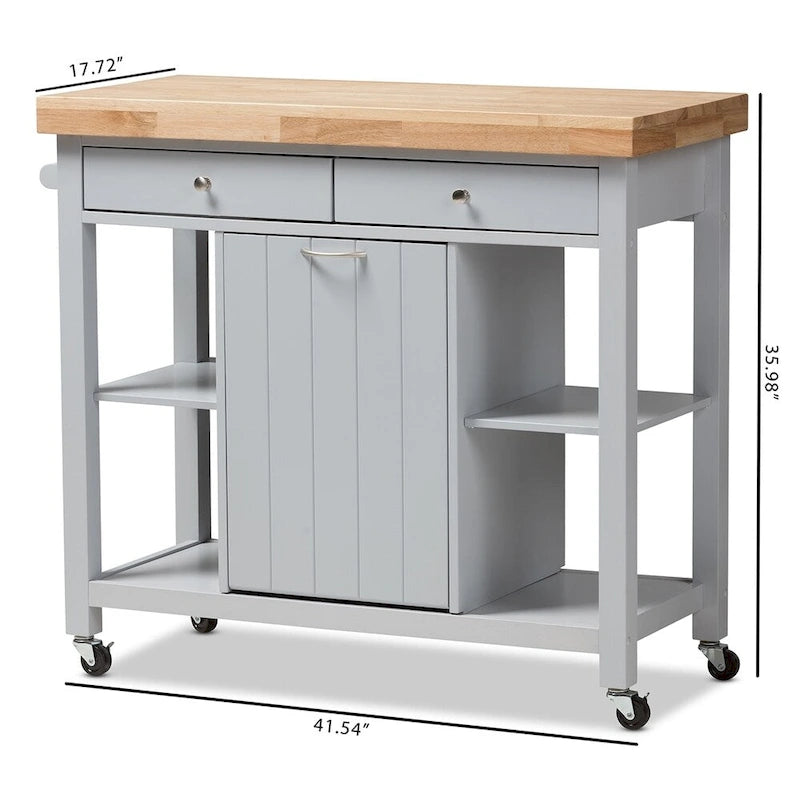 Desserte de cuisine en bois gris style ferme