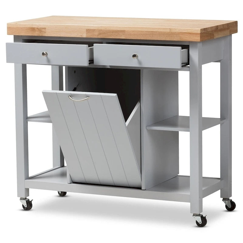 Desserte de cuisine en bois gris style ferme