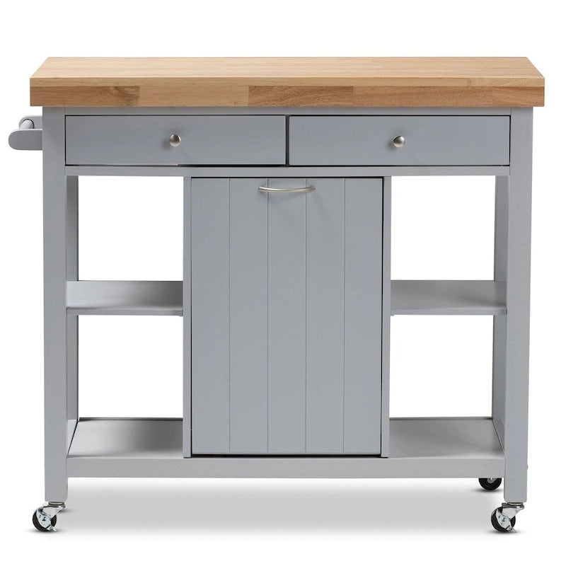 Desserte de cuisine en bois gris style ferme