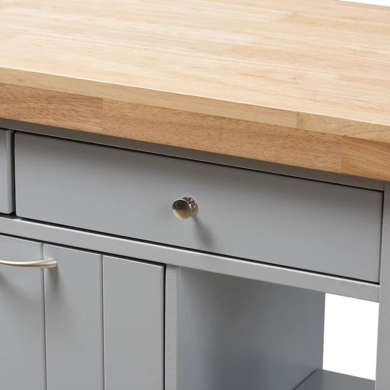 Desserte de cuisine en bois gris style ferme