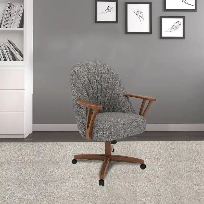 Chaise de salle à manger avec roulettes, placage noyer