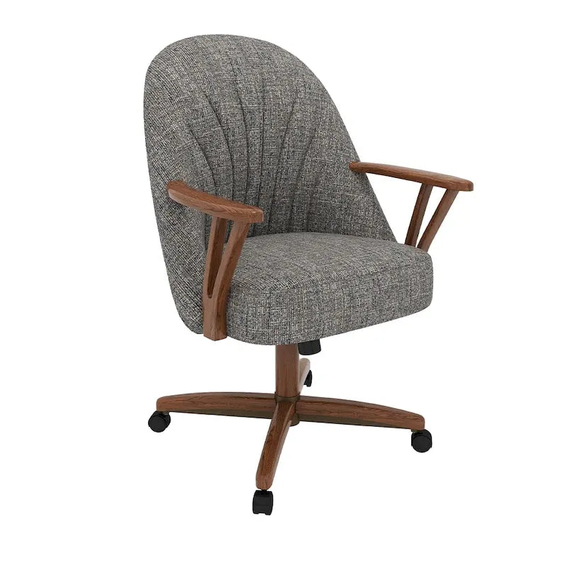 Chaise de salle à manger avec roulettes, placage noyer