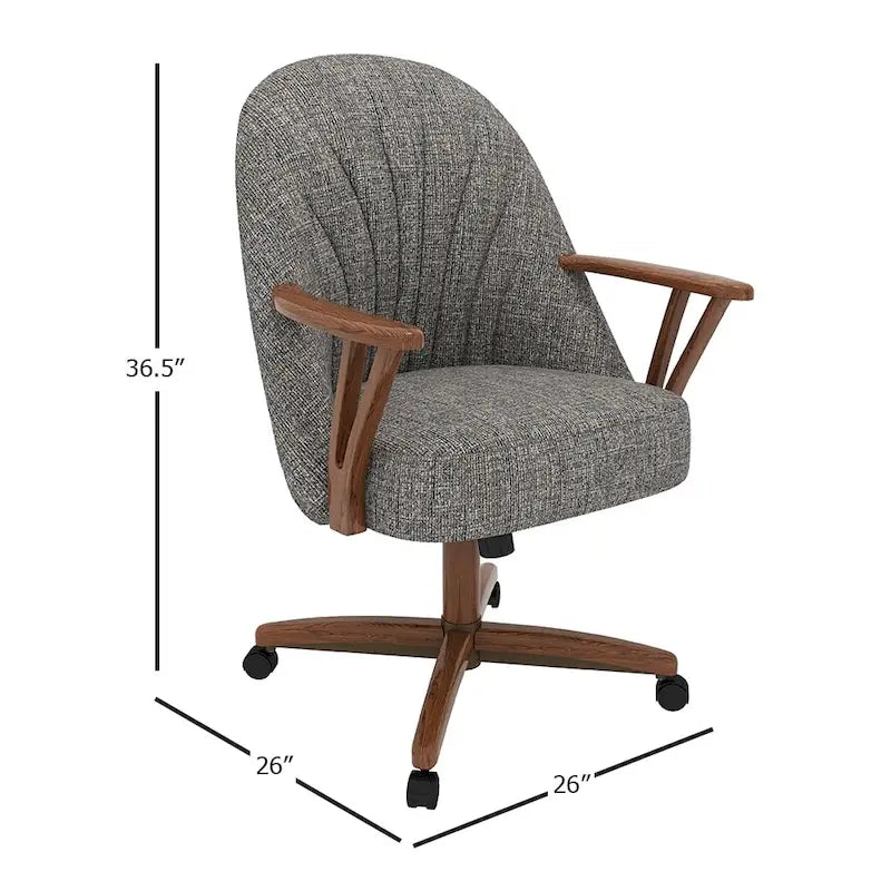 Chaise de salle à manger avec roulettes, placage noyer