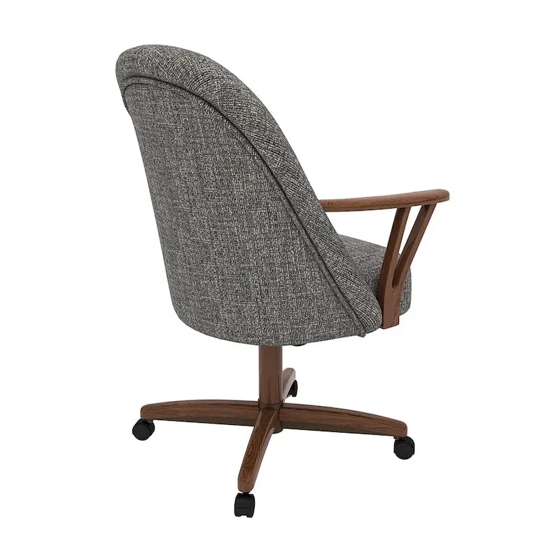 Chaise de salle à manger avec roulettes, placage noyer